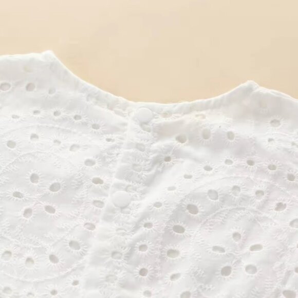 Set of long-sleeved dress and matching bloomers baby outfit in white - Picture 3 of 6